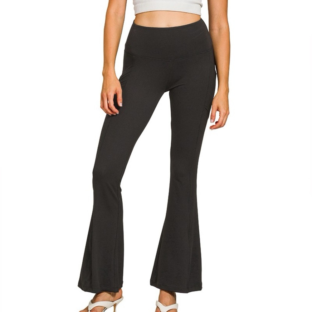 Zenana Brushed Dty Microfiber Flare Pants